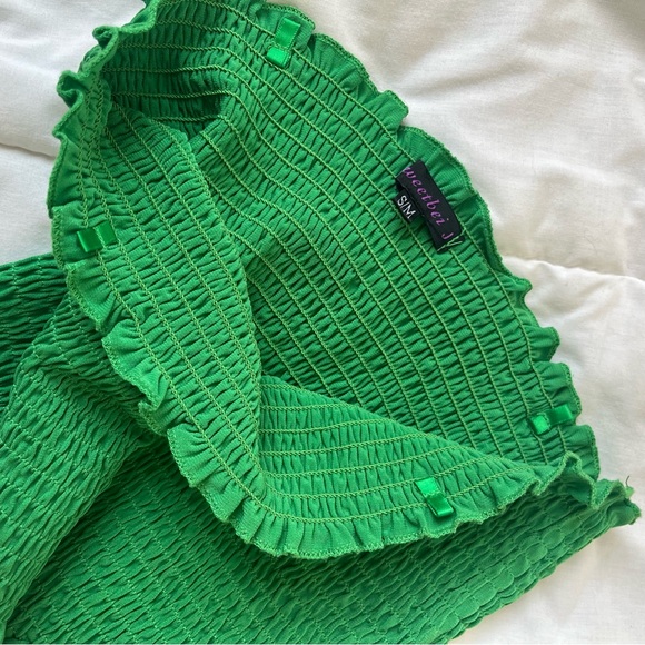 SWEETBEI J STRAPLESS RUCHED BANDEAU CROPPED TUBE TOP - Picture 2 of 5